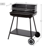 Aktive - Barbacoa portátil 55x43x82 cm, parrillas acero inoxidable ajustables en 4 alturas, incorpora paredes cortavientos, bandeja inferior auxiliar, asa lateral transporte, barbacoa con ruedas, barbacoas de carbón, barbacoas jardín - details 3