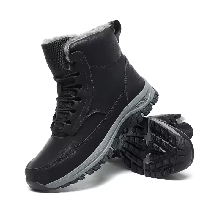 Botas De Nieve Para Hombres Invierno Impermeables Cuero Suela De Goma Talla 39-48 Zapatos De Trabajo Caminantes Cálidos - 1