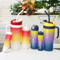 Botella De Agua Deportiva 3-en-1 Con Palanca Grande Y Gradiente De Color Gran Capacidad Para Adultos Botella De Bebida Para Exterior - details 2