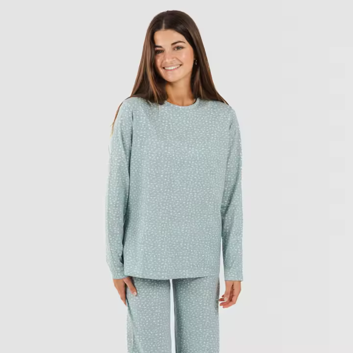 TRAMAS+ Pijama de Mujer 100% Algodón, Camiseta Manga Larga y Pantalón - 1