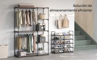 SONGMICS Armario de Ropa, Armario Plegable, Perchero con Barras, Armario de Almacenamiento Abierto, Organizador de Almacenamiento, Guardarropa, Dormitorio, 43 x 124 x 182 cm, Negro/Topo - details 1