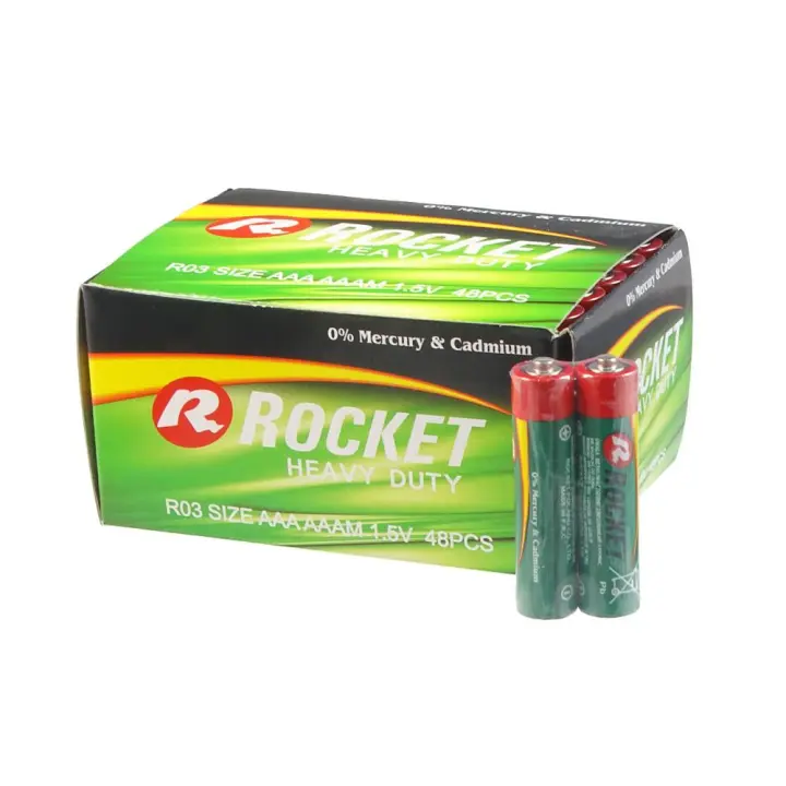 Pack 48 Pilas Rocket R03 AAA 1.5V Heavy Duty - Larga Duración y Alto Rendimiento - 1