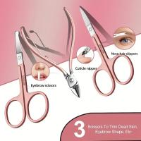 Juego De Tijeras De Uñas 30 Piezas Con Pelacabello Y Linterna De Cejas En Acero Inoxidable Estilo Flor De Cerezo Herramienta De Belleza Para Manos Y Pies - details 4