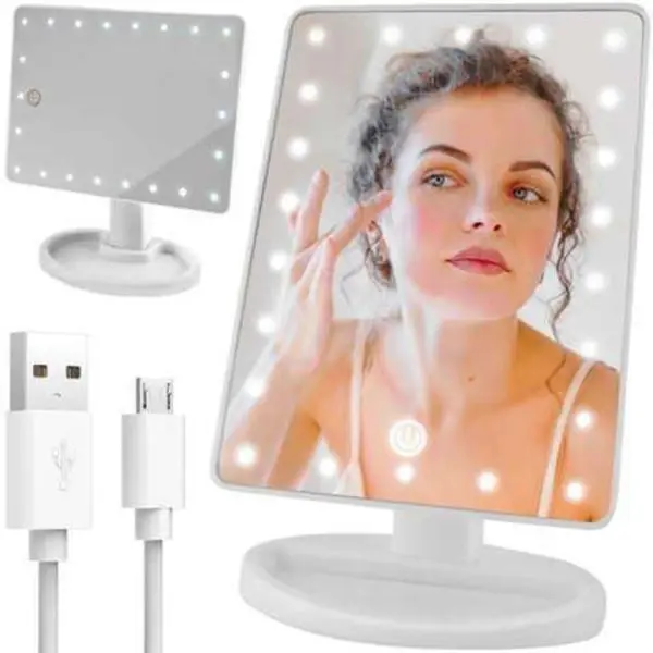 Espejo de maquillaje con luces LED-Ajustable-Blanco - 1