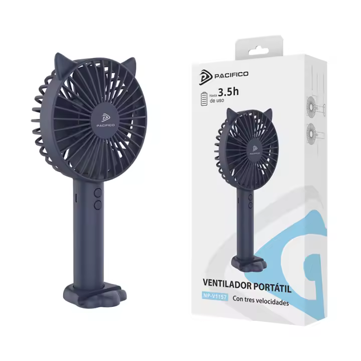 PACIFICO Ventilador de mano portatil, 3 modos, carga por USB, con luz LED detrás, 4 colores disponibles - 1