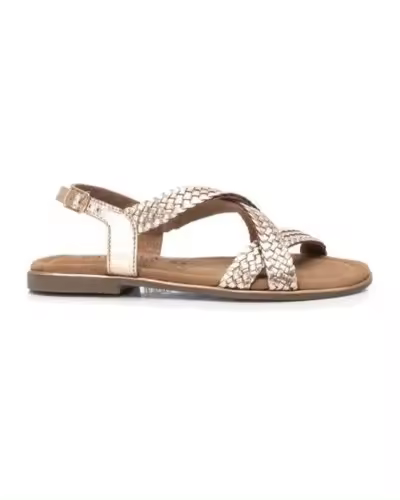 Sandalia de piel plana  Carmela color oro - 1