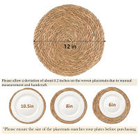 4pcs Tapetes De Lugar Redondos Tejidos De Rotura 30cm Naturales Resistentes Al Calor Hechos a Mano Para Mesa De Comedor Estilo Japonés - details 2
