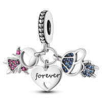 Encantos De Pareja De Niño Y Niña Platinados Con Circonia Para Pulsera O Collar Joyería Para Mujer Pendiente Clásico De Moda Vintage Romántico - details 28