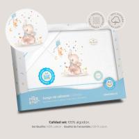 Interbaby Juego de Sábanas Franela 3 Pcs Cuna 60x120 Blanco/Azul - details 1