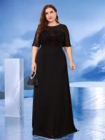 Vestido De Noche Elegante De Talla Grande Con Encaje Y Hombros Descubiertos Vestido De Boda De Seda Negra Mermaid Para Mujer Fiesta Maxi Prom - details 0