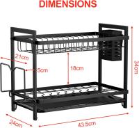 Escureplatos Grande Negro sobre Fregadero, de 2 Grados, with Bandeja Recogegotas y Portacubertos PARA LA Vajilla - details 0