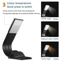 Lámpara De Lectura LED Recargable Con Clip Versátil Y Protección Ocular 3 Colores Luz De Lectura Con Dimmer Para Libros - details 5