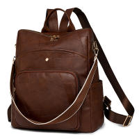 Nuevo bolso de cuero suave, gran capacidad, mochila retro europea y americana, gran capacidad, moda, color en contraste, mochila para mamá de doble propósito - details 5
