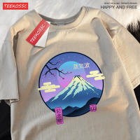 Camiseta Hombre Japón Harajuku Sakura Mont Fuji Verano Hip Hop Algodón T-Shirt Casual Crewneck Sobredimensionado Tops Transpirable Estirable Sostenible - details 16