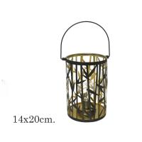 Lámpara Decorativa Vintage de Metal Gissed con Diseño de Bambú  Estilo Farolillo  Color Negro y Dorado  Ambientes Acogedores  Iluminación Cálida para Interiores y Exteriores  Tamaño 14x20 cm  Funciona con Bombilla E27  Ideal para Jardín - details 1