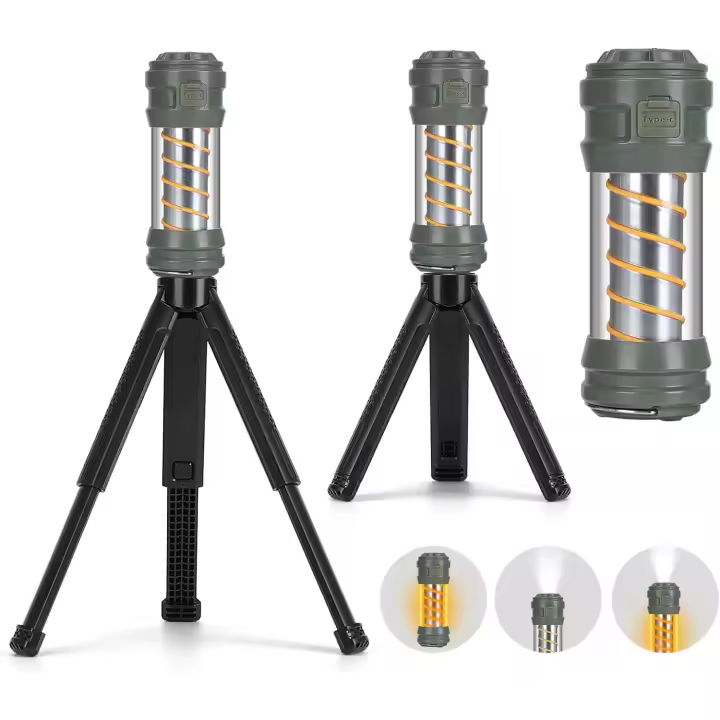 Fizzyo Camping Light Rechargeable with Telescopic Stand, Detachable Tripod LED Camping Lantern with 5 Light Modes, Waterproof Protable Outdoor Tent Light Emergency Flashlight for Camp, Hiking, Fishing [Energy Class G] - 1