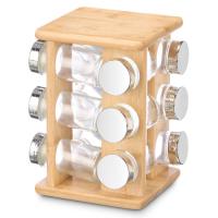 Especiero giratorio de bambu 12 botes - Organizador de Especies - Especiero de cocina - Estantes de madera ideal para el Hogar - Acero Inoxidable - Color Madera - Armario para Condimentos - details 0