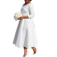 Vestido Elegante Para Mujer 2024 Moderno Cuello Redondo Tres Cuartos Ajustado a La Cadera A-Line Midi Fiesta Cumpleaños Cena Boda - details 48