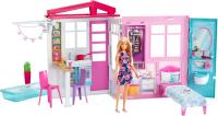 Barbie ,Casa amueblada plegable con cocina, piscina, dormitorio y lavabo incluye muñeca Barbie Mattel GWY84 - details 1