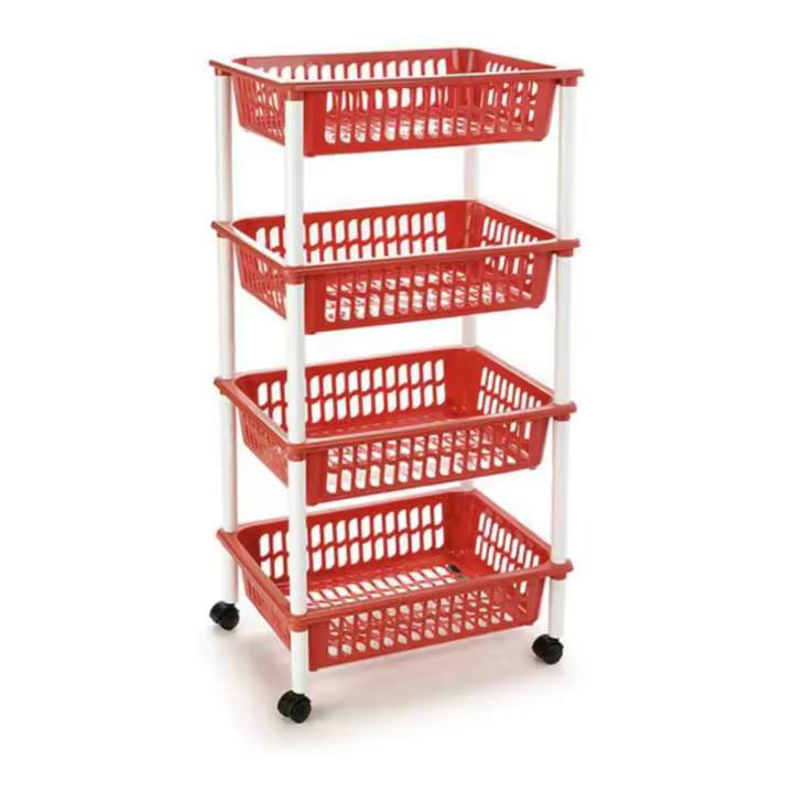 Modelo de depósito verdulero PLFT con Rueda 4 Cesta 85x40x30 cm, Carritos portaobjetos multiusos para organizar los Espacios domésticos, organizador de Cocina y Hogar - 1