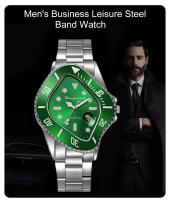 Reloj De Moda Para Hombre Casual Business Verde Deportivo Con Calendario Reloj De Cuarzo Para Mujer Y Niños Material De Pulsera Acero Inoxidable Dial De Vidrio Recubierto - details 0