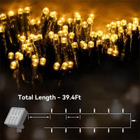 Luces Solares Para Navidad Cadena De Luces Exteriores Impermeables Con Cable Verde De 8 Modos Decoración De Árbol Y Jardín - details 5
