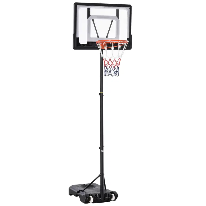 HOMCOM Canasta de Baloncesto para Exterior con Altura Ajustable 206-260 cm Aro de Baloncesto con Ruedas y Base Rellenable para Adolescentes y Adultos Negro - 1