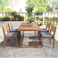 Juego de Mesa de Comedor de Exterior de 5 Piezas para 4, Respaldo de Silla de Ratán PE, Tabla de Mesa y Sillas de Madera de Acacia, Patio de Jardín - details 4