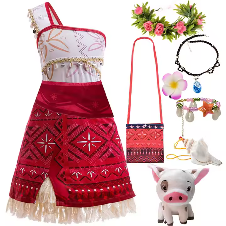 Disfraz De Princesa Moana Para Niñas Conjunto De Cosplay Con Vestido Y Accesorios Estilo De Cumpleaños Regalo Para Niñas De 4 a 6 Años - 1