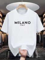 Camiseta De Algodón Puro 100% Para Hombre Estampado De Letras De MILANO ITALIA Casual Suelta Y De Moda Para El Verano Con Cuello Redondo Y Mangas Cortas - details 2