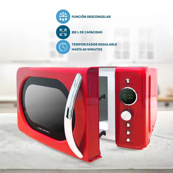 Microondas digital vintage MW-DGR - 20L  de capacidad - 700W - Rojo - 1