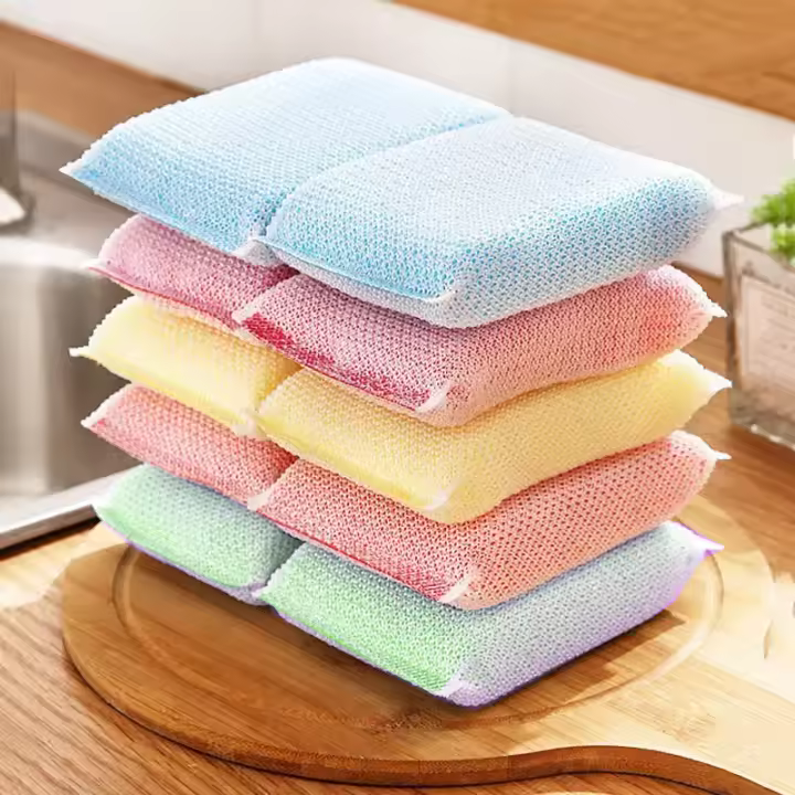 5pcs Esponja De Lavar Platos Espesa Pincel De Limpieza Para Cocina Paño De Limpieza De Cocina Material De Esponja - 1