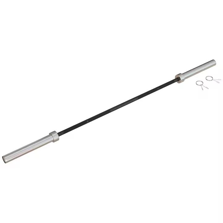 SPORTNOW Barra de Pesas de Acero 180 cm Ø50 mm con 2 Presillas Carga 200 kg Barra Olímpica para los Discos de Ø5 cm Entrenamiento en Gimnasio Casa Negro - 1