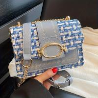 Bolso Bandolera Mini Tweed Escocés Con Correa Ajustable Y Cierre De Hebilla Moda Disponible En Crema Verde Azul Negro - details 2