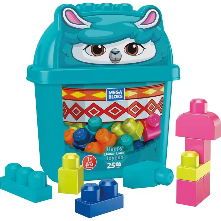 Mattel Mega Blok Lama - Bloques de Construcción - Balde Temático - Desarrollo Creativo - Habilidades Motoras Finas - 1