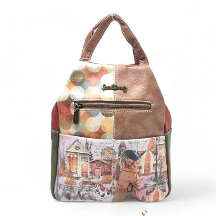Mochila Antirrobo Sweet Candy, Paseo Otoñal, Nueva Colección Viajes, C-261-01 - 26x30x12 cm,  Estilo, Seguridad y Comodidad  Cierre de Cremallera, Bolsillo Frontal  Diseño Encantador  Piel Sintética PU/Poliéster - 1