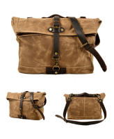 Bolsa De Hombro Para Hombre En Cuero Vacuno Y Lona Impermeable Y Resistente Al Desgaste Bolsa De Negocios Y Tiempo Libre Portátil Con Estuche Único - details 9