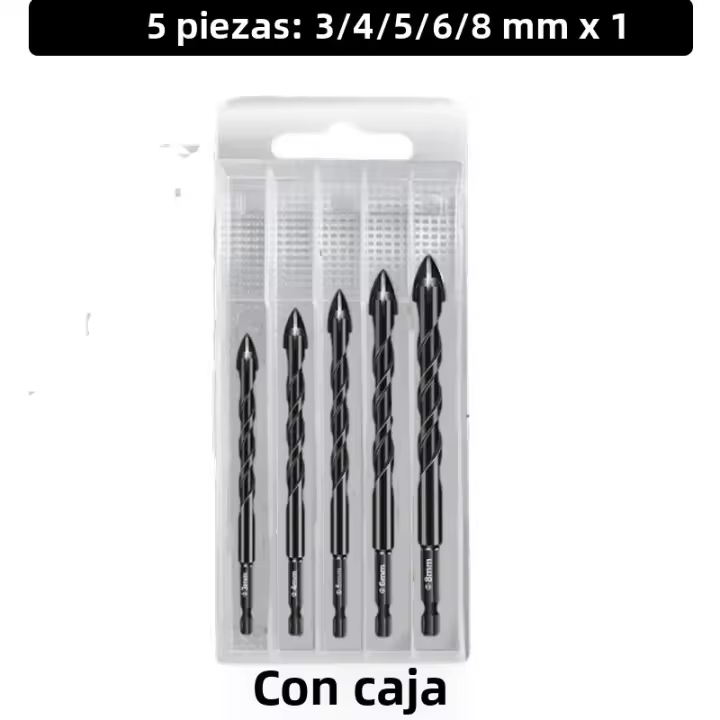 Juego De 7 Piezas De Brocas Hexagonales De Masonería De Titanio Para Metal Vidrio Cerámica Hormigón Ladrillo Herramientas De Broca Dura - 1