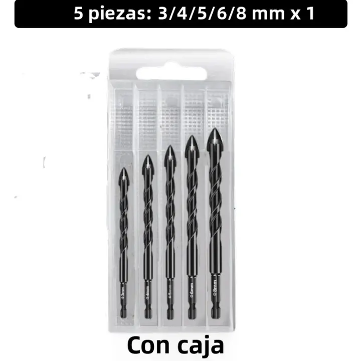 Juego De 7 Piezas De Brocas Hexagonales De Masonería De Titanio Para Metal Vidrio Cerámica Hormigón Ladrillo Herramientas De Broca Dura - 1