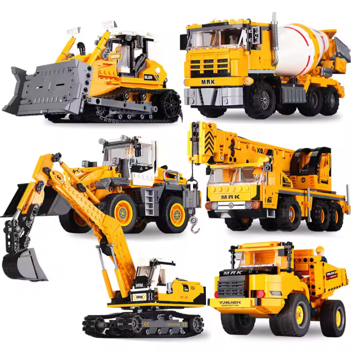 Bloques De Construcción Para Niños Camiones De Ingeniería Excavadora Bulldozer Grúa Vehículos Para Juegos Educativos De Ciudad Regalo Para Niños - 1