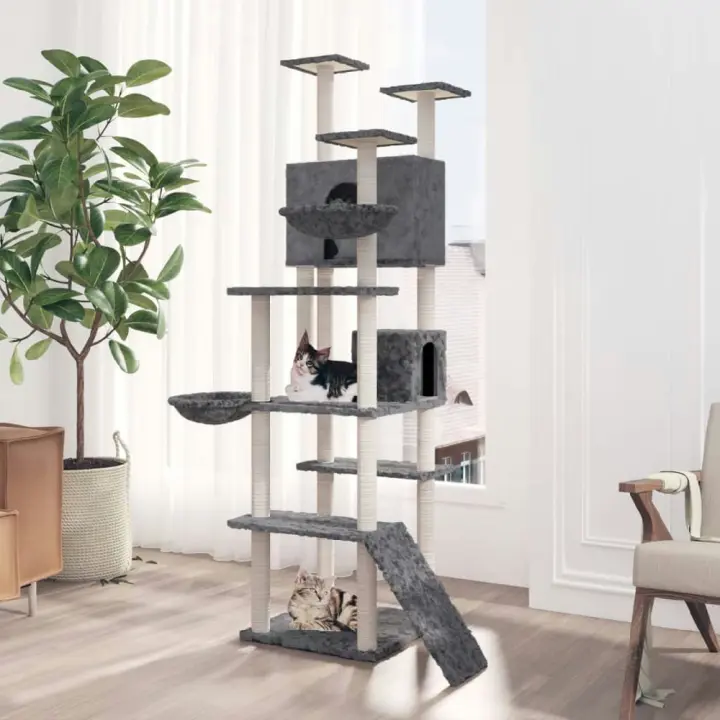 vidaXL RASCADOR PARA GATOS CON POSTES DE SISAL GRIS OSCURO 191 CM - 1