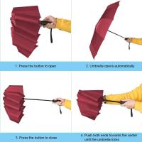 Automatic Folding Umbrella with 8 Ribs, Automatic Open and Close, Quick Drying 210T Fabric and Non-Slip Handle - Windproof Umbrella for Adults, Children - details 0
