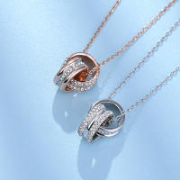Collar con colgante de doble círculo de circonitas, regalo para mujer, joyería, collar para mujer - details 1