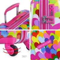 Maleta de Cabina y Neceser Agatha Ruiz de la Prada Colección Corazones: ABS Rígido Corrugado - 4 RUEDAS dobles 360 - Candado TSA integrado - Neceser adaptable al trolley - 2 Años GARANTÍA - details 1