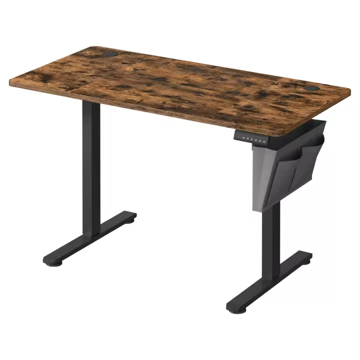 Escritorio Eléctrico Regulable en Altura con 4 Alturas de Memoria, Bolsillo de Almacenamiento, Ideal para Oficina en Casa o Estudio, Blanco, Marrón, Negro, 60x120x72-120 cm - 1