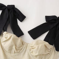 Willshela Vestido Mini De Mujer En Beige Con Pliegues Espalda Descubierta Cierre De Zipper Estilo Vintage Con Tirantes Strapless Chic Para Damas - details 3