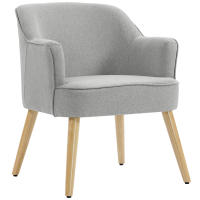 HOMCOM Butaca de Salón Moderna, Sillón Lectura Tapizado en Lino con Patas de Madera, Reposabrazos Acolchado Grueso y Almohadillas Ajustables para Dormitorio, Oficina, Estudio, Carga 120 kg, Gris Claro - details 0