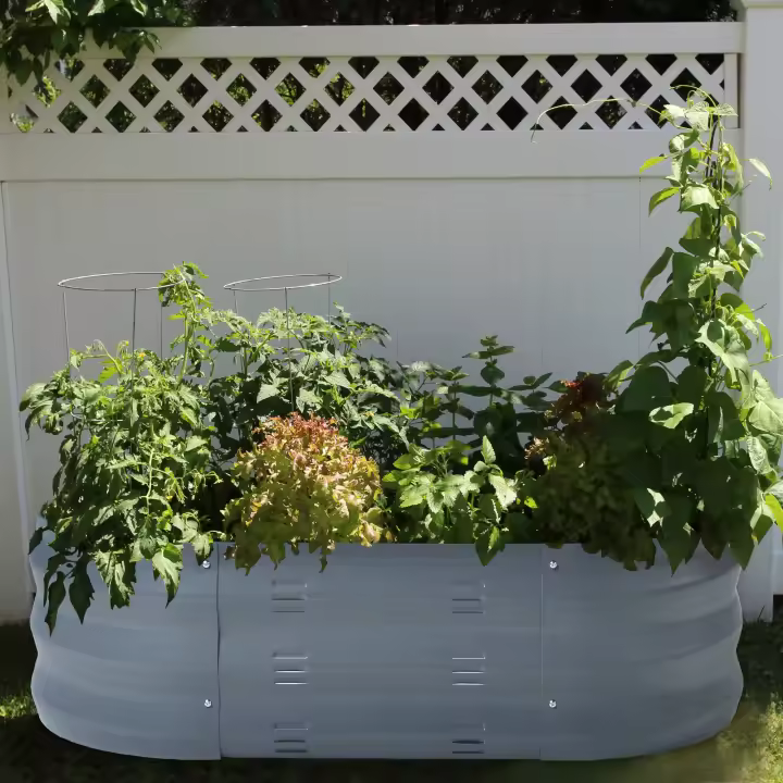 Arriate elevado Alfedena ovalado acero 90x50x25 cm - Antracita [casa.pro] - 1