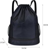 mochila con cordón, mochila portátil para deportes de ocio, bolsa impermeable con cordón (negro) - details 0