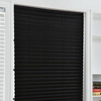 Cortina De Ventana No Tejida Con Pliegues Autoadhesiva Medio Blackout Para Escritorio Y Balcón Sin Cordones Filtración De Luz Cortina Clásica De Poliéster Algodón - details 1